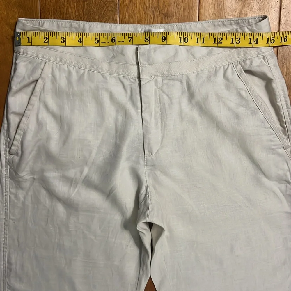 Old Navy Linen Blend Capri Pants Size 6 Cream Cropped Resort Coastal Preppy - Picture 5 of 11